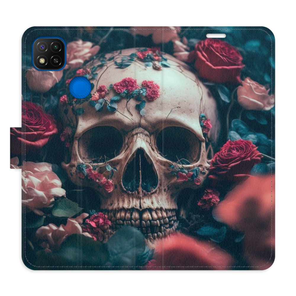 Flipové pouzdro iSaprio - Skull in Roses 02 - Xiaomi Redmi 9C