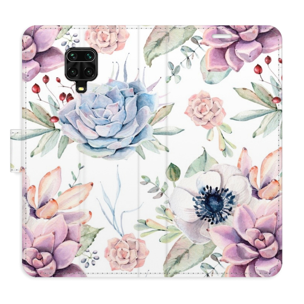 Flipové pouzdro iSaprio - Succulents Pattern - Xiaomi Redmi Note 9 Pro / Note 9S