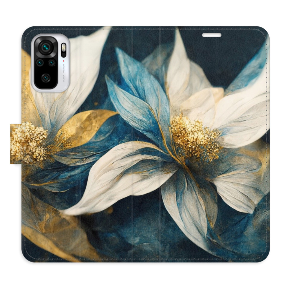 Flipové pouzdro iSaprio - Gold Flowers - Xiaomi Redmi Note 10 / Note 10S