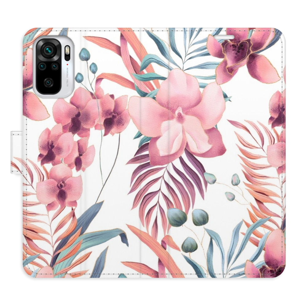 Flipové pouzdro iSaprio - Pink Flowers 02 - Xiaomi Redmi Note 10 / Note 10S