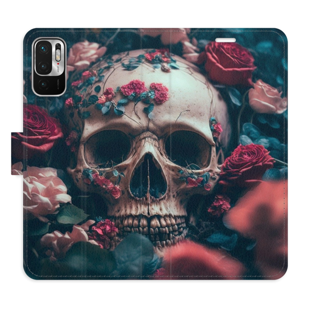 Flipové pouzdro iSaprio - Skull in Roses 02 - Xiaomi Redmi Note 10 5G