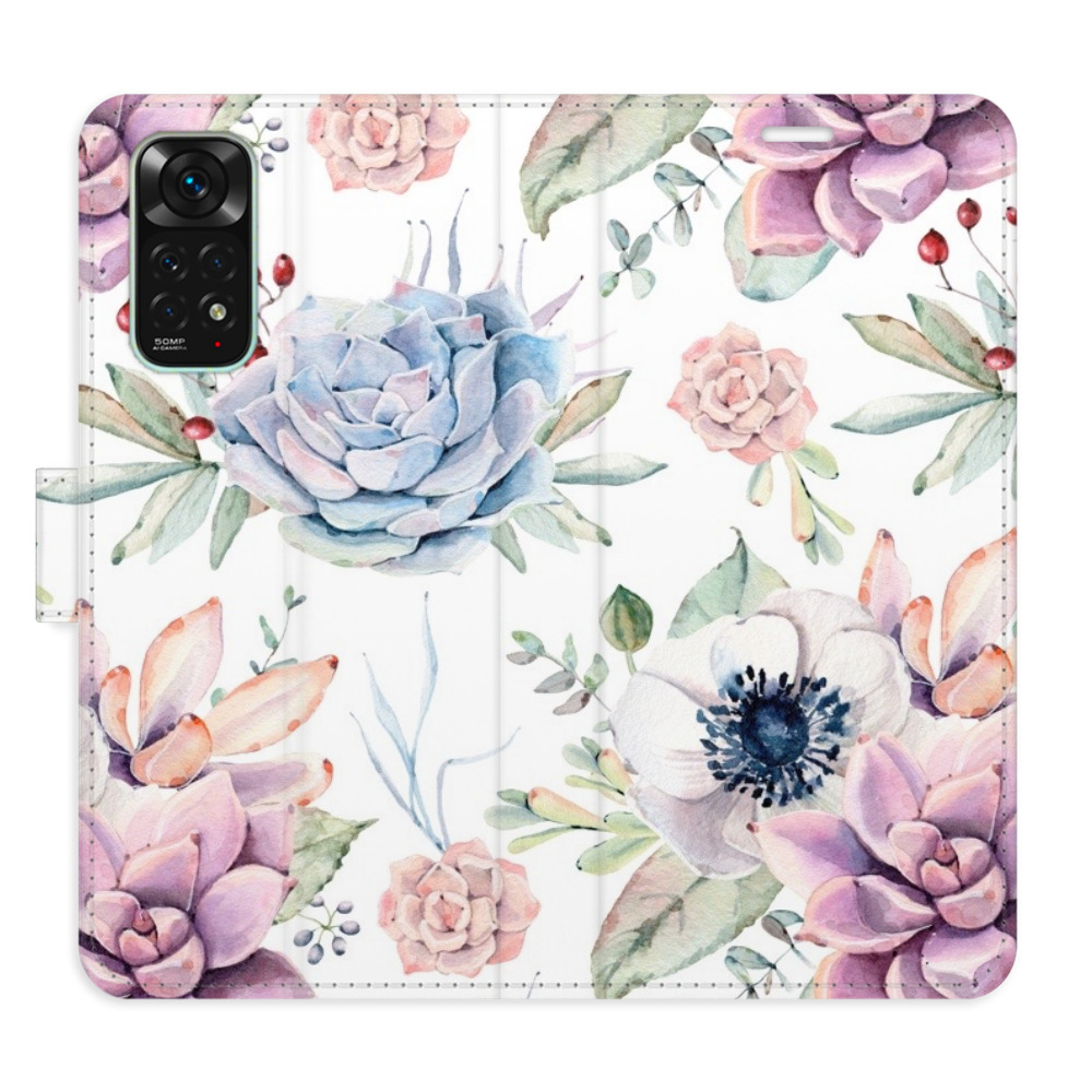 Flipové pouzdro iSaprio - Succulents Pattern - Xiaomi Redmi Note 11 / Note 11S