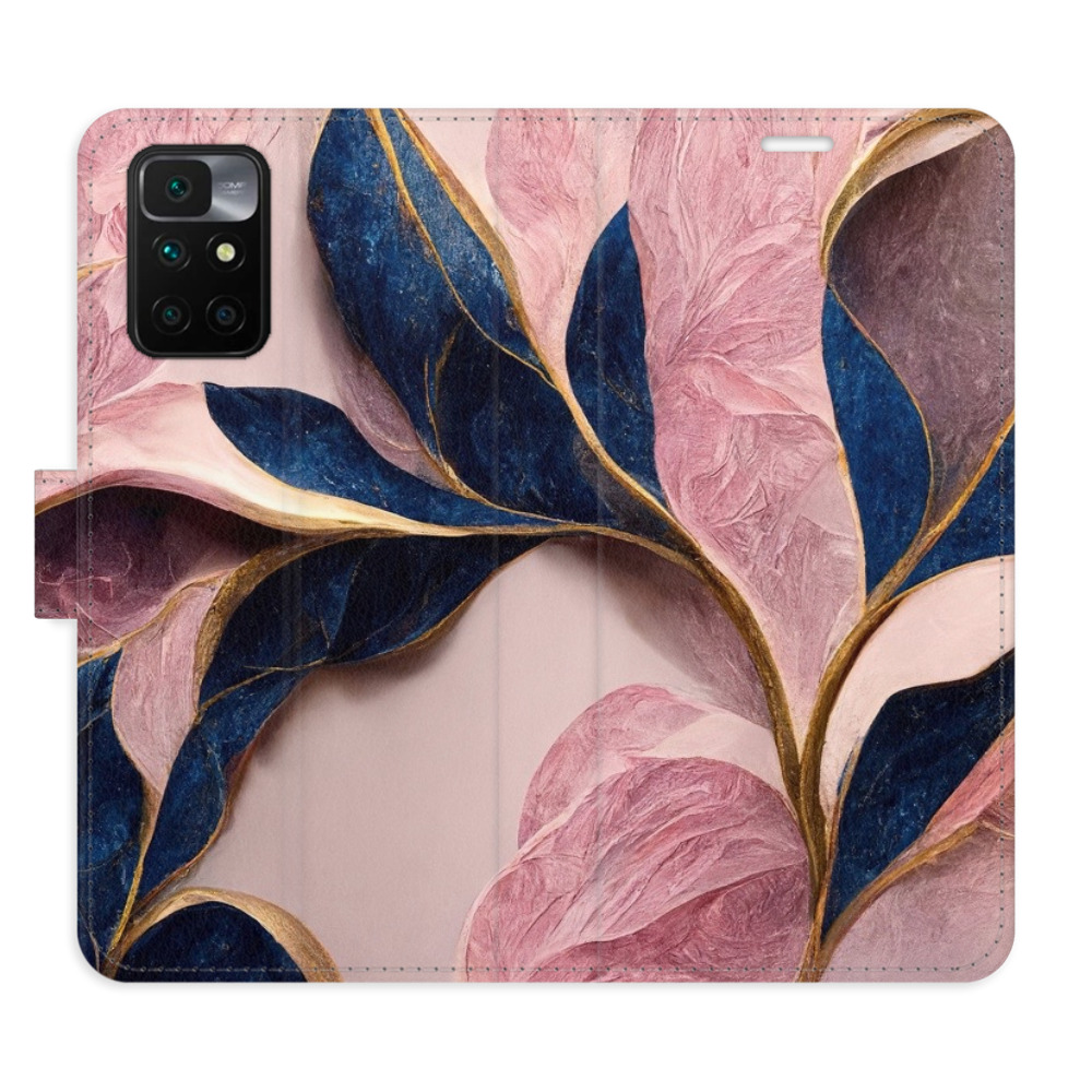 Flipové pouzdro iSaprio - Pink Leaves - Xiaomi Redmi 10