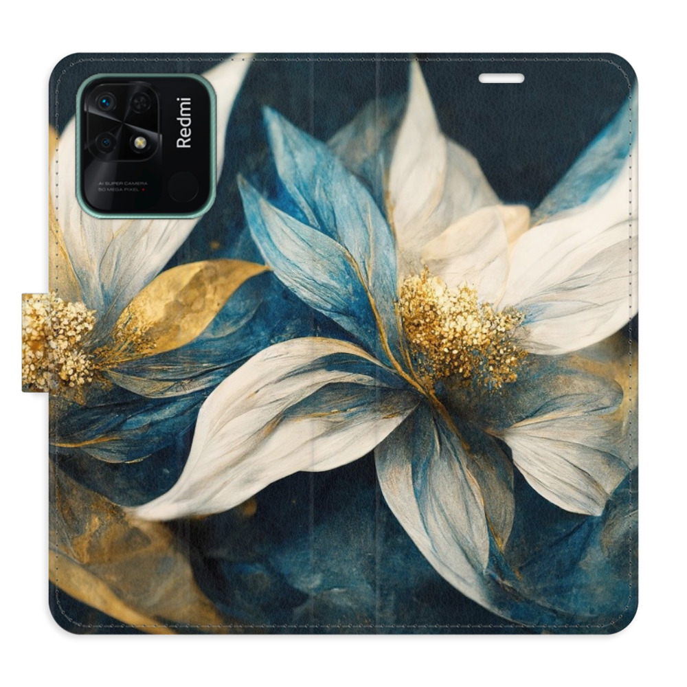Flipové pouzdro iSaprio - Gold Flowers - Xiaomi Redmi 10C
