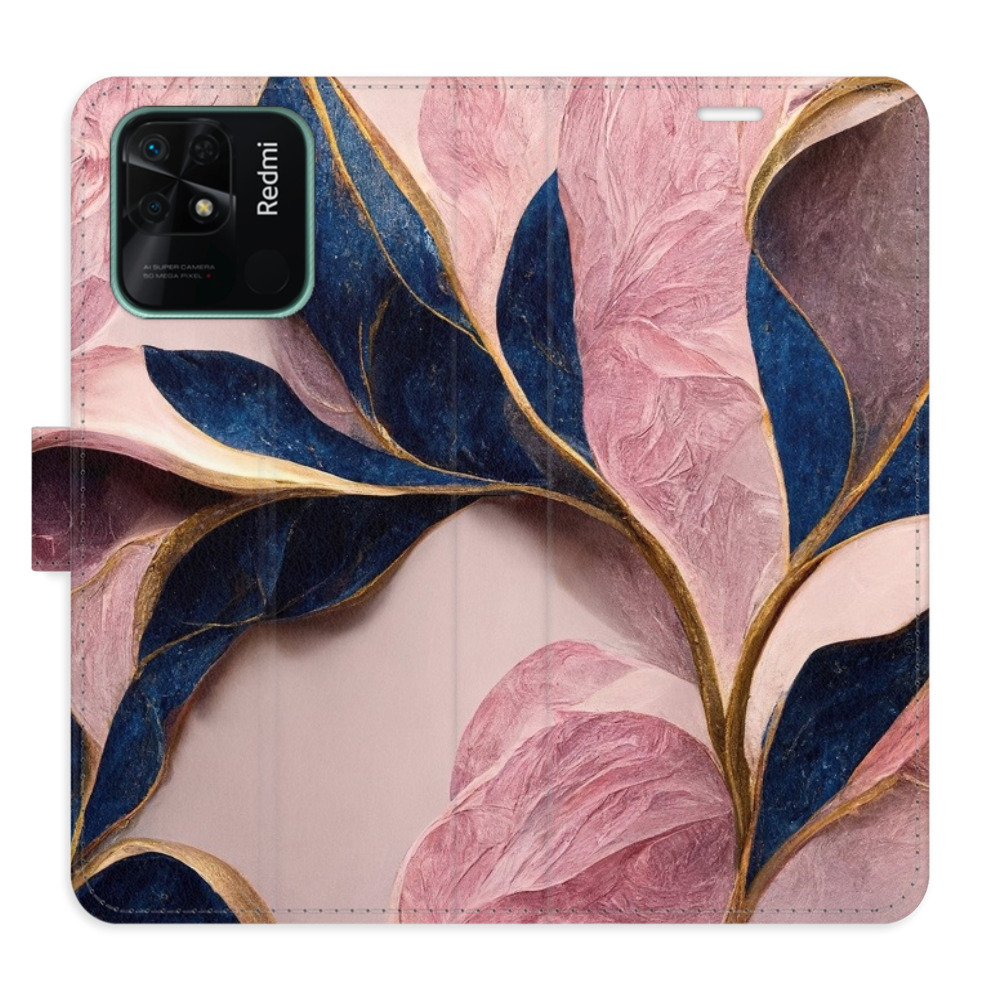 Flipové pouzdro iSaprio - Pink Leaves - Xiaomi Redmi 10C