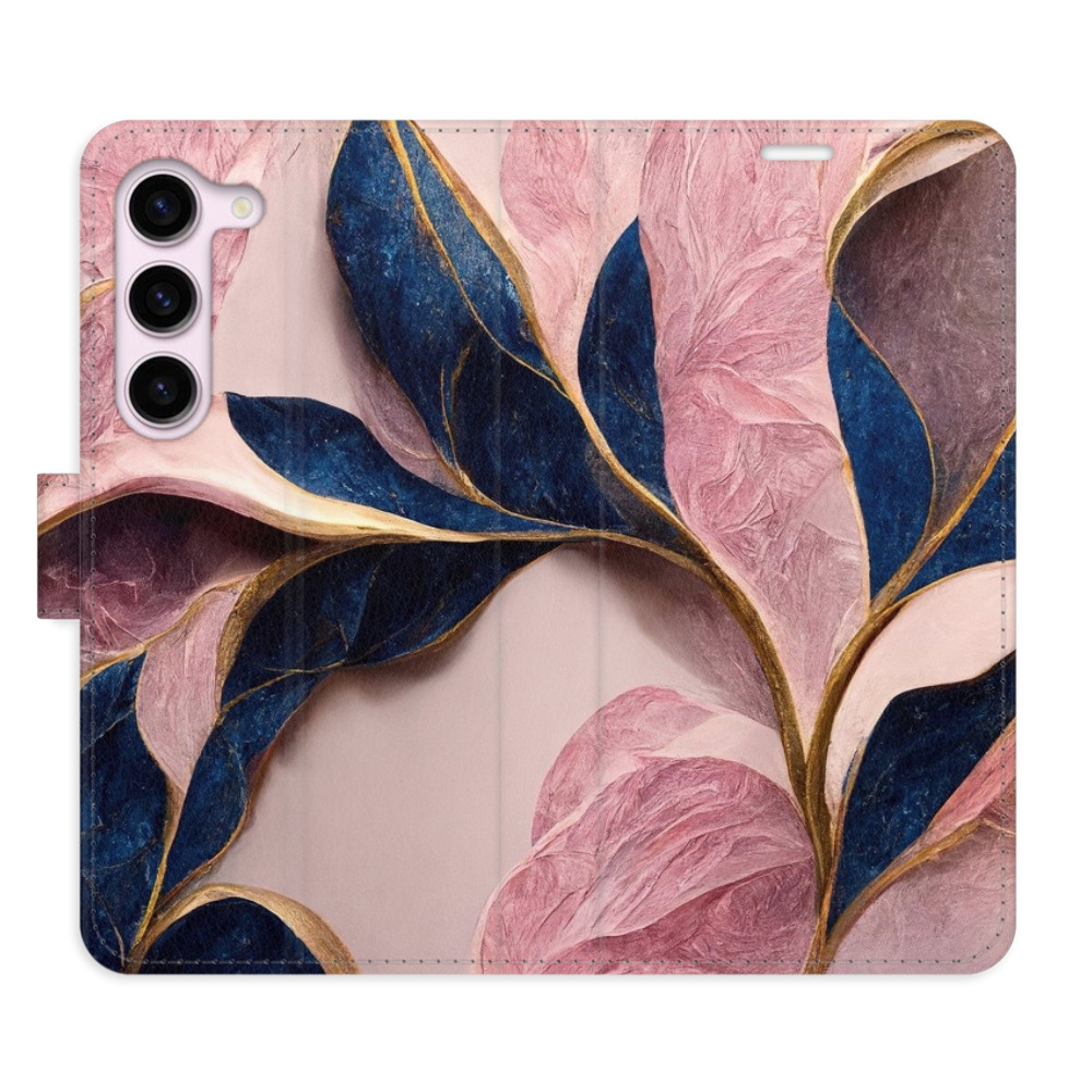 Flipové pouzdro iSaprio - Pink Leaves - Samsung Galaxy S23 5G