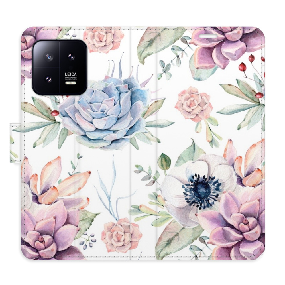 Flipové pouzdro iSaprio - Succulents Pattern - Xiaomi 13