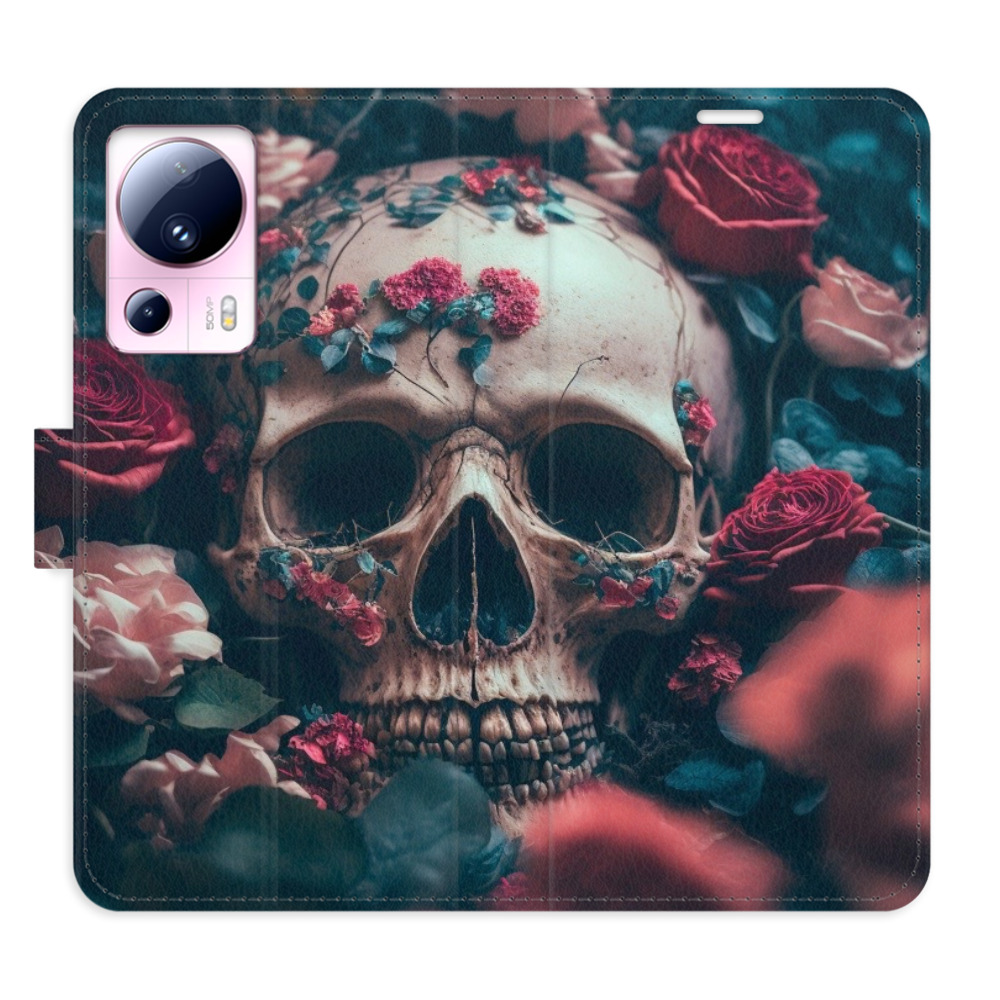 Flipové pouzdro iSaprio - Skull in Roses 02 - Xiaomi 13 Lite