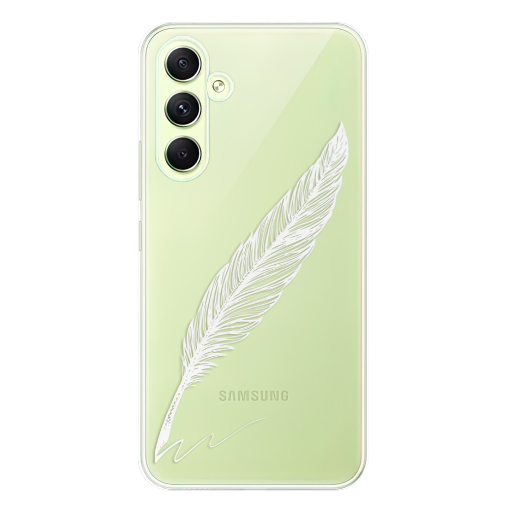 Odolné silikonové pouzdro iSaprio - Writing By Feather - white - Samsung Galaxy A54 5G