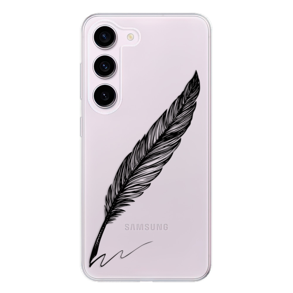 Odolné silikonové pouzdro iSaprio - Writing By Feather - black - Samsung Galaxy S23 5G