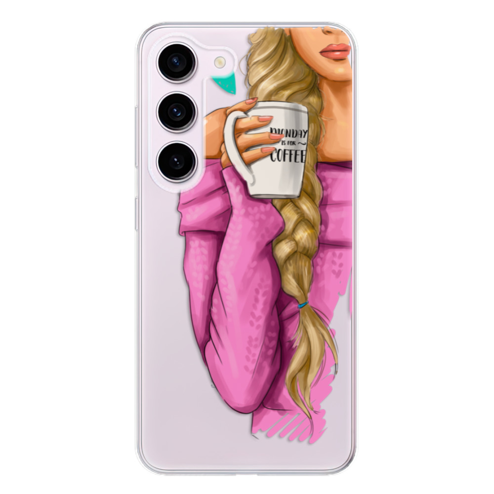Odolné silikonové pouzdro iSaprio - My Coffe and Blond Girl - Samsung Galaxy S23 5G