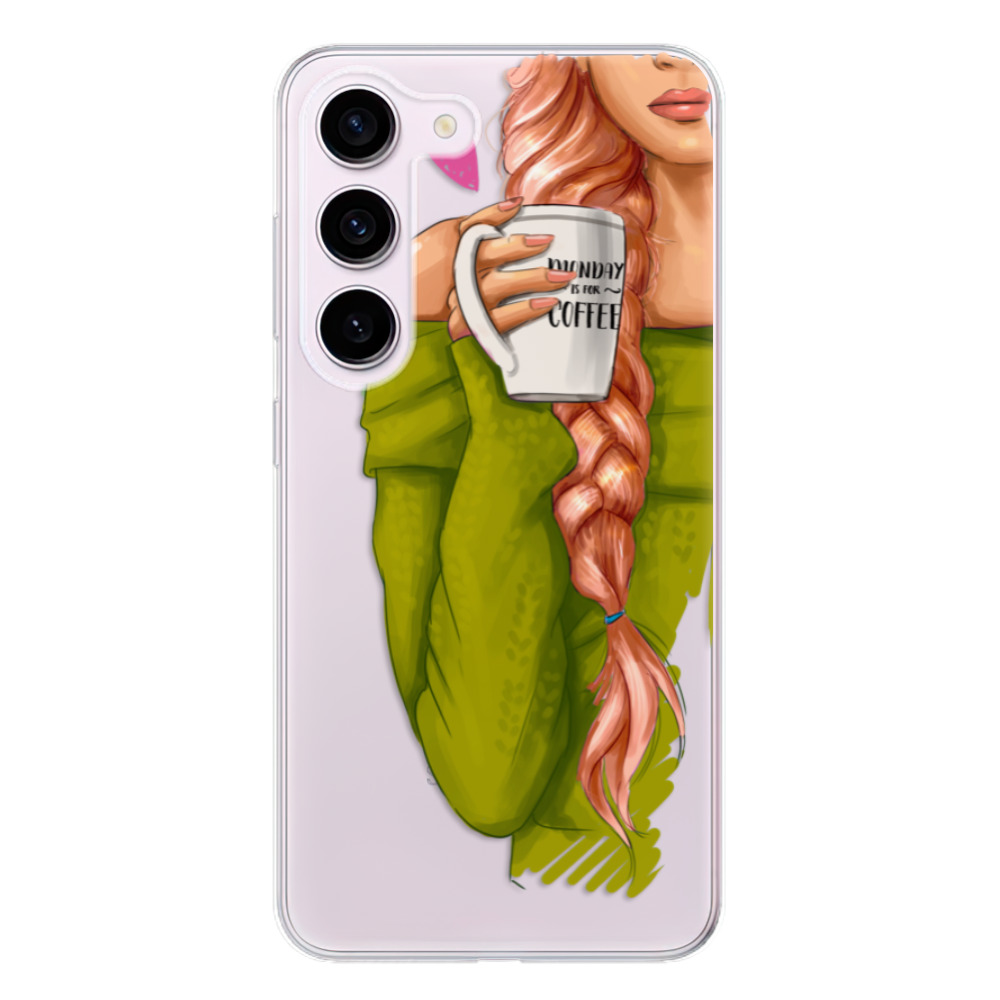 Odolné silikonové pouzdro iSaprio - My Coffe and Redhead Girl - Samsung Galaxy S23 5G