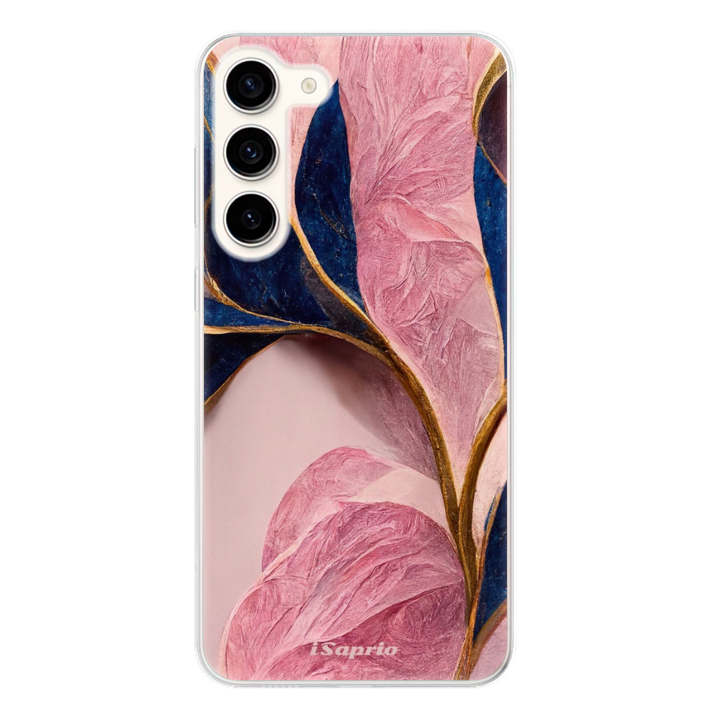 Odolné silikonové pouzdro iSaprio - Pink Blue Leaves - Samsung Galaxy S23+ 5G