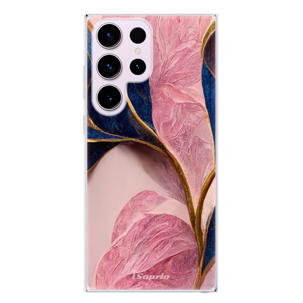 Odolné silikonové pouzdro iSaprio - Pink Blue Leaves - Samsung Galaxy S23 Ultra