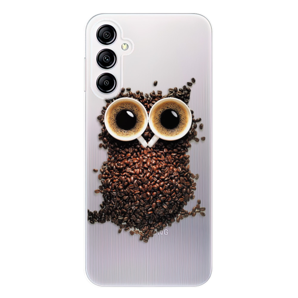 Silikonové odolné pouzdro iSaprio Owl And Coffee na mobil Samsung Galaxy A14 / A14 5G (Odolný silikonový kryt, obal, pouzdro iSaprio Owl And Coffee na mobilní telefon Samsung Galaxy A14 / A14 5G)