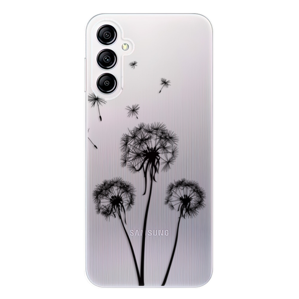 Silikonové odolné pouzdro iSaprio Three Dandelions - black na mobil Samsung Galaxy A14 / A14 5G (Odolný silikonový kryt, obal, pouzdro iSaprio Three Dandelions - black na mobilní telefon Samsung Galaxy A14 / A14 5G)