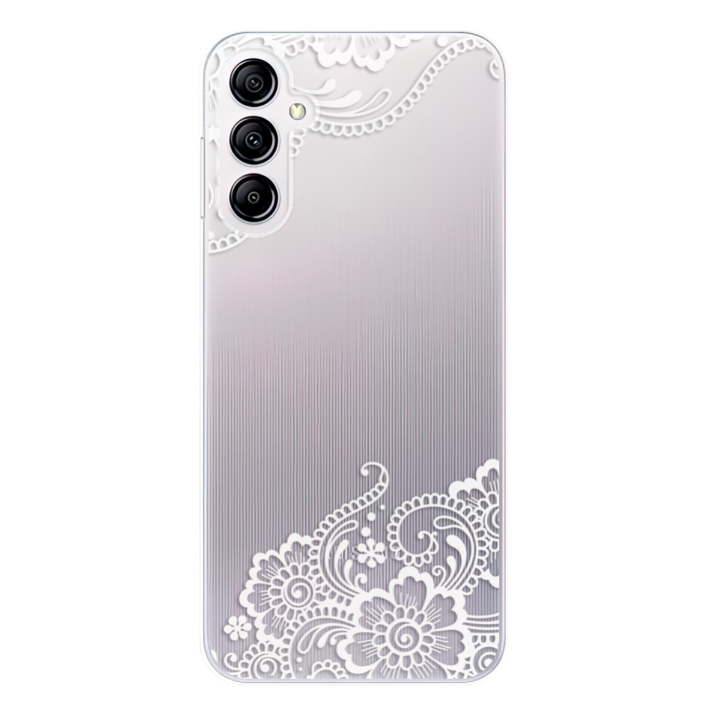 Silikonové odolné pouzdro iSaprio White Lace 02 na mobil Samsung Galaxy A14 / A14 5G (Odolný silikonový kryt, obal, pouzdro iSaprio White Lace 02 na mobilní telefon Samsung Galaxy A14 / A14 5G)