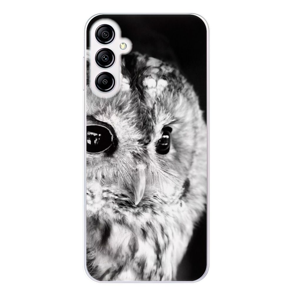 Silikonové odolné pouzdro iSaprio BW Owl na mobil Samsung Galaxy A14 / A14 5G (Odolný silikonový kryt, obal, pouzdro iSaprio BW Owl na mobilní telefon Samsung Galaxy A14 / A14 5G)