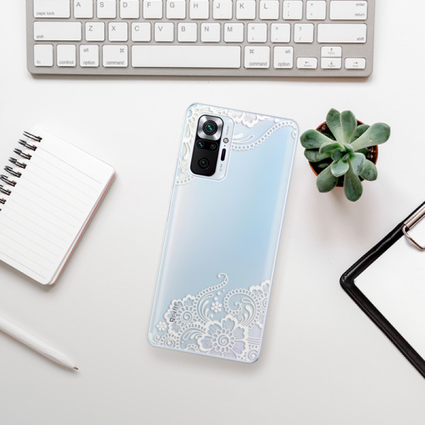Silikonové pouzdro iSaprio - Xiaomi Redmi Note 10 Pro - White Lace 02