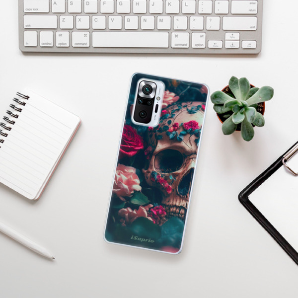 Silikonové odolné pouzdro iSaprio Skull in Roses na mobil Xiaomi Redmi Note 10 Pro - VÝPRODEJ