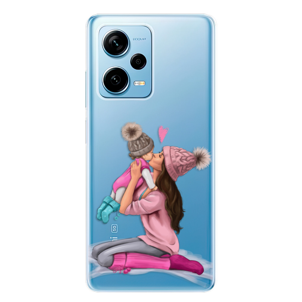 Odolné silikonové pouzdro iSaprio - Kissing Mom - Brunette and Girl - Xiaomi Redmi Note 12 Pro+ 5G