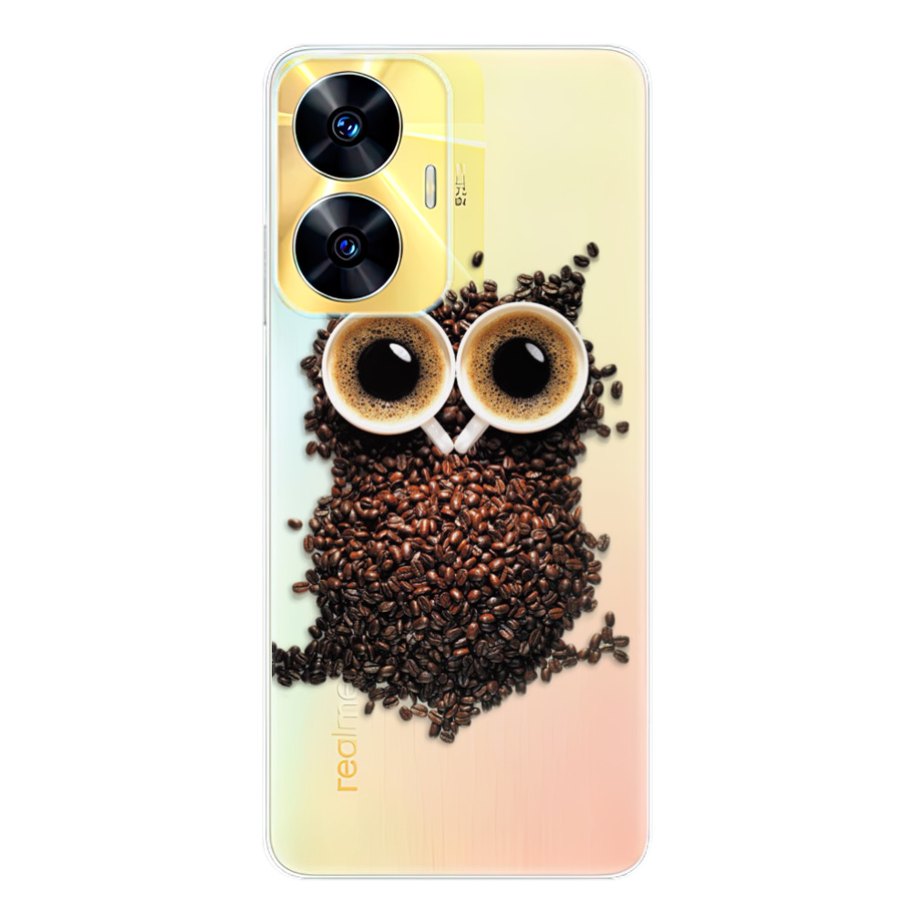 Silikonové odolné pouzdro iSaprio Owl And Coffee na mobil Realme C55 (Odolný silikonový kryt, obal, pouzdro iSaprio Owl And Coffee na mobilní telefon Realme C55)