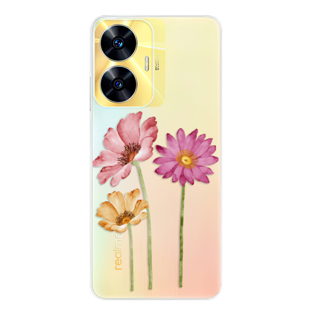 Silikonové odolné pouzdro iSaprio Three Flowers na mobil Realme C55 (Odolný silikonový kryt, obal, pouzdro iSaprio Three Flowers na mobilní telefon Realme C55)