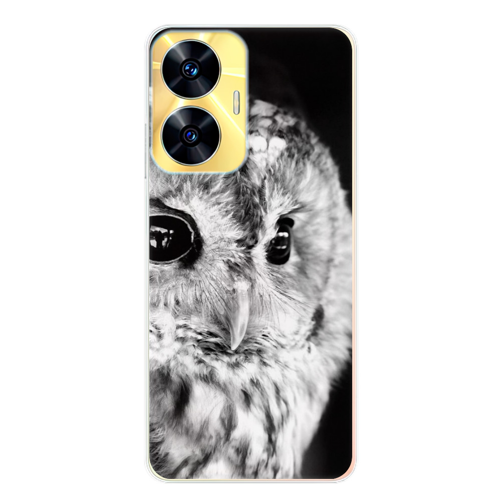 Silikonové odolné pouzdro iSaprio BW Owl na mobil Realme C55 (Odolný silikonový kryt, obal, pouzdro iSaprio BW Owl na mobilní telefon Realme C55)