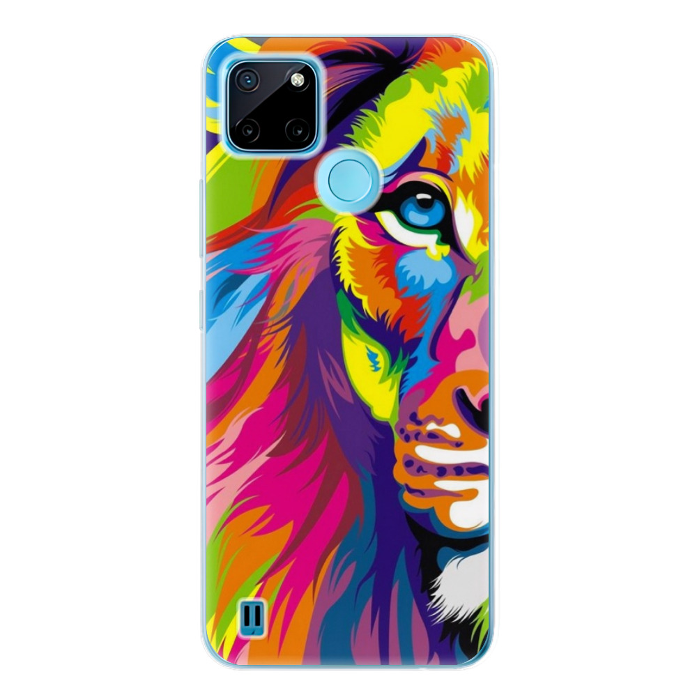 Silikonové odolné pouzdro iSaprio Rainbow Lion na mobil Realme C21Y / C25Y (Odolný silikonový kryt, obal, pouzdro iSaprio Rainbow Lion na mobilní telefon Realme C21Y / C25Y)