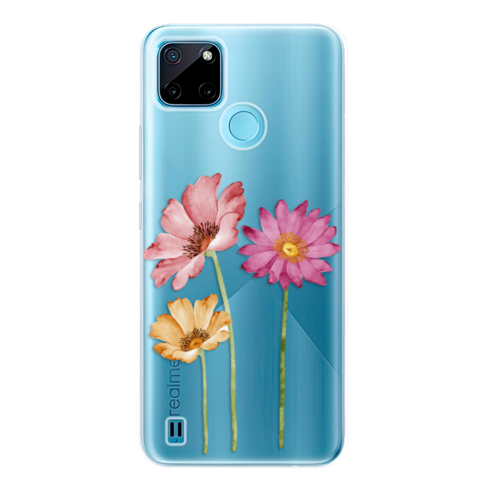Silikonové odolné pouzdro iSaprio Three Flowers na mobil Realme C21Y / C25Y (Odolný silikonový kryt, obal, pouzdro iSaprio Three Flowers na mobilní telefon Realme C21Y / C25Y)