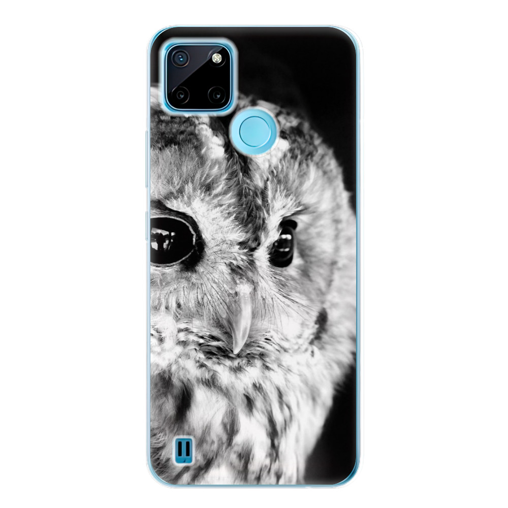 Silikonové odolné pouzdro iSaprio BW Owl na mobil Realme C21Y / C25Y (Odolný silikonový kryt, obal, pouzdro iSaprio BW Owl na mobilní telefon Realme C21Y / C25Y)