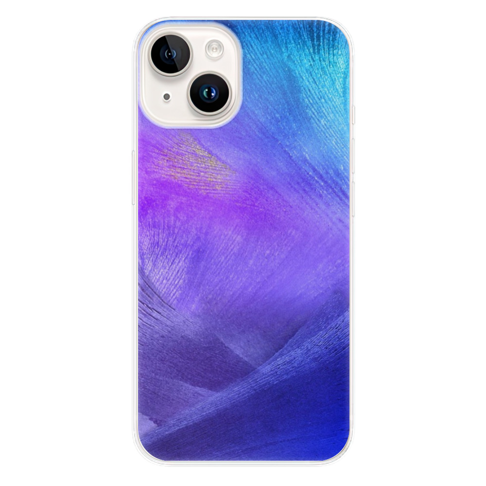Silikonové odolné pouzdro iSaprio Purple Feathers na mobil Apple iPhone 15 (Odolný silikonový kryt, obal, pouzdro iSaprio Purple Feathers na mobilní telefon Apple iPhone 15)