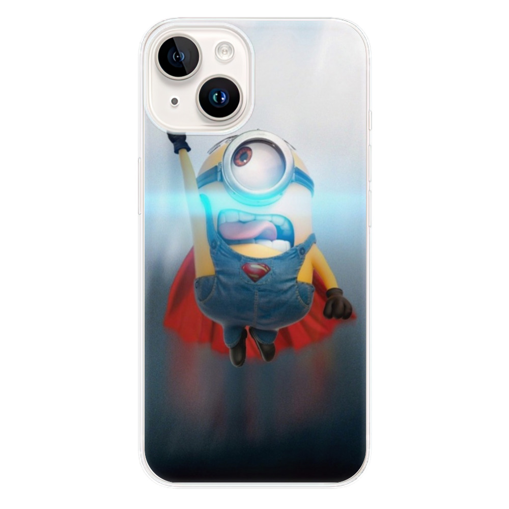 Silikonové odolné pouzdro iSaprio Mimons Superman 02 na mobil Apple iPhone 15 (Odolný silikonový kryt, obal, pouzdro iSaprio Mimons Superman 02 na mobilní telefon Apple iPhone 15)