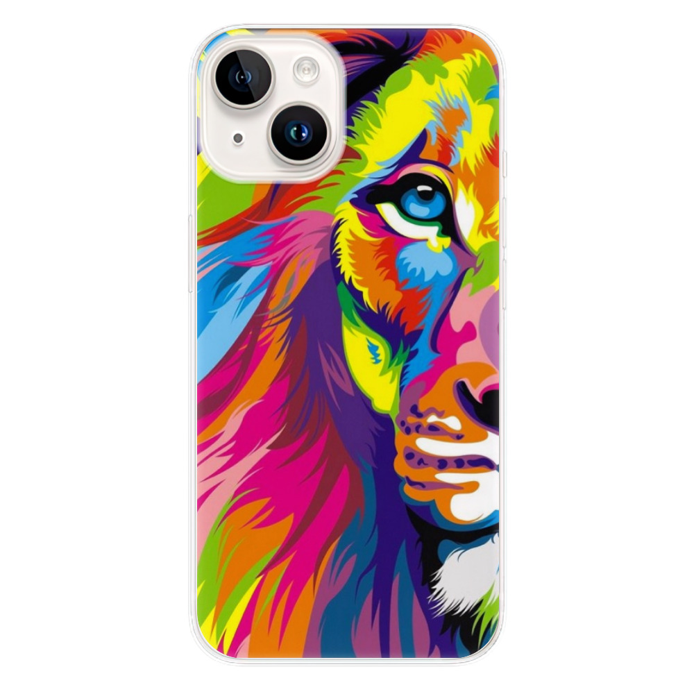 Silikonové odolné pouzdro iSaprio Rainbow Lion na mobil Apple iPhone 15 (Odolný silikonový kryt, obal, pouzdro iSaprio Rainbow Lion na mobilní telefon Apple iPhone 15)