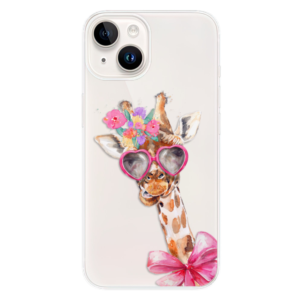 Silikonové odolné pouzdro iSaprio Lady Giraffe na mobil Apple iPhone 15 (Odolný silikonový kryt, obal, pouzdro iSaprio Lady Giraffe na mobilní telefon Apple iPhone 15)
