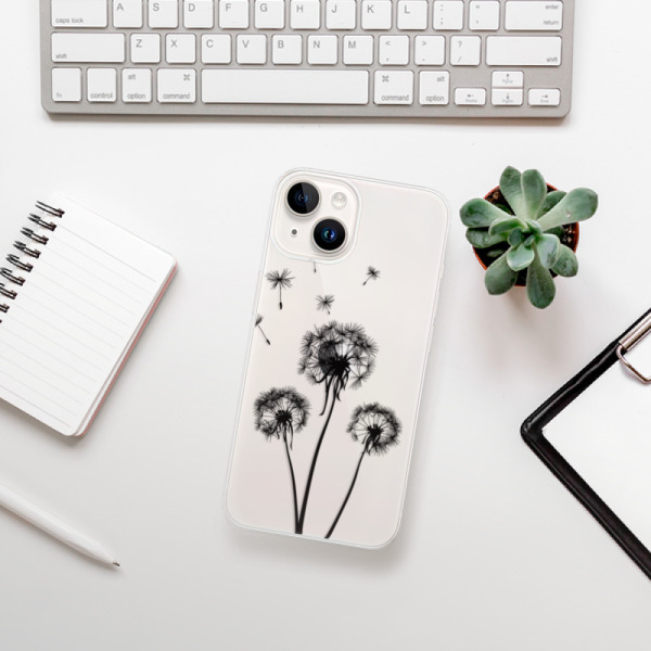 Silikonové pouzdro iSaprio - Apple iPhone 15 - Three Dandelions black