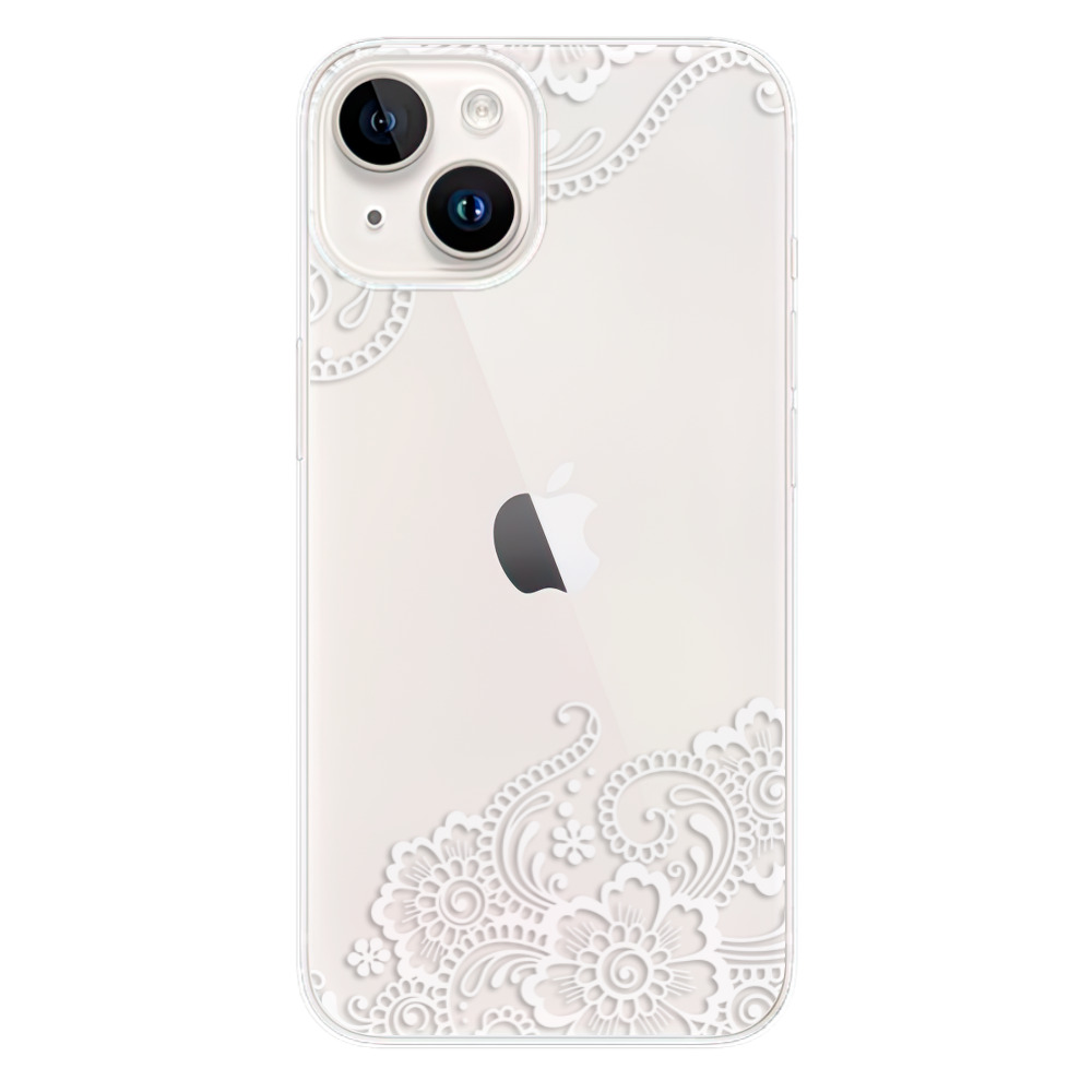 Silikonové odolné pouzdro iSaprio White Lace 02 na mobil Apple iPhone 15 (Odolný silikonový kryt, obal, pouzdro iSaprio White Lace 02 na mobilní telefon Apple iPhone 15)