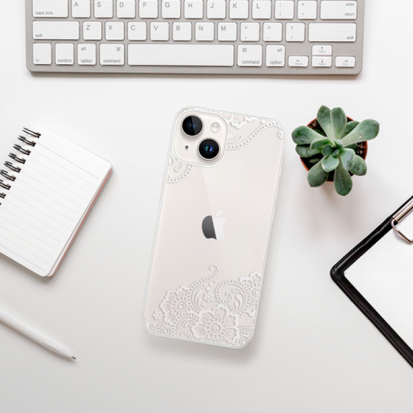 Silikonové pouzdro iSaprio - Apple iPhone 15 - White Lace 02