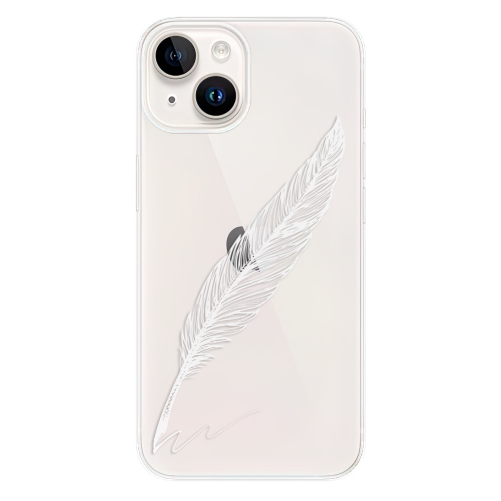 Odolné silikonové pouzdro iSaprio - Writing By Feather - white - iPhone 15