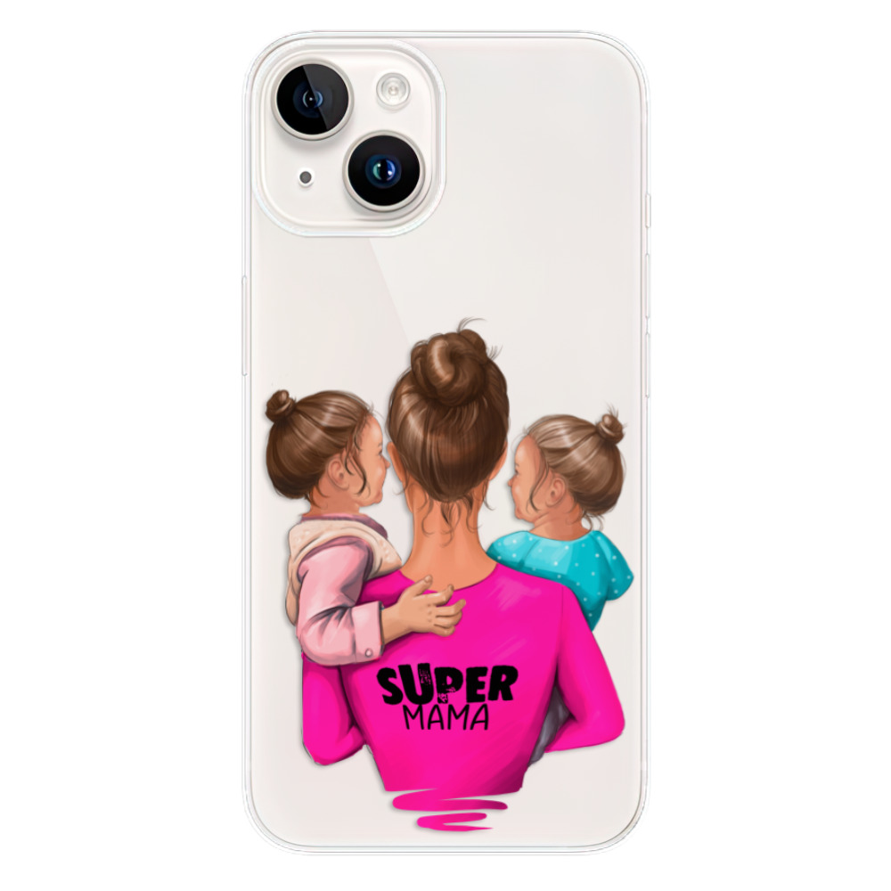 Silikonové odolné pouzdro iSaprio Super Mama - Two Girls na mobil Apple iPhone 15 (Odolný silikonový kryt, obal, pouzdro iSaprio Super Mama - Two Girls na mobilní telefon Apple iPhone 15)
