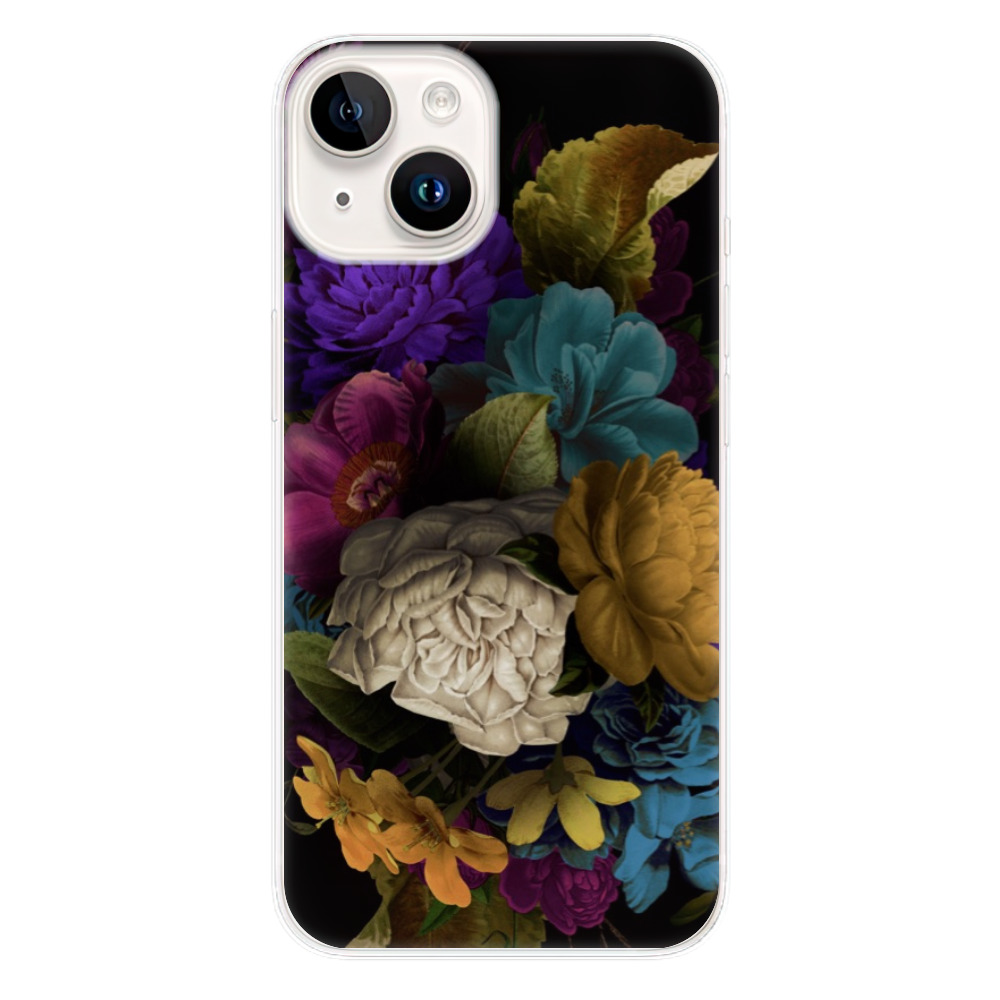 Odolné silikonové pouzdro iSaprio - Dark Flowers - iPhone 15