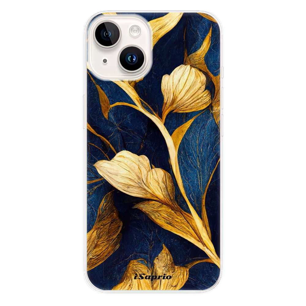Levně Odolné silikonové pouzdro iSaprio - Gold Leaves - iPhone 15