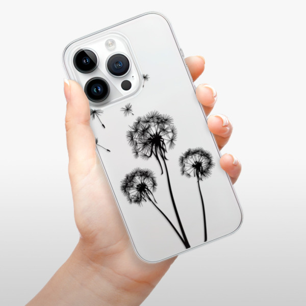 Silikonové pouzdro iSaprio - Apple iPhone 15 Pro - Three Dandelions black