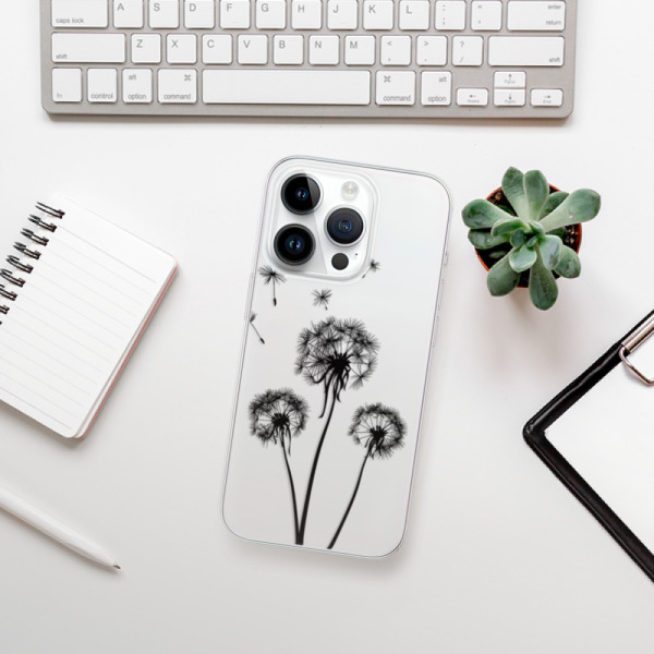 Silikonové pouzdro iSaprio - Apple iPhone 15 Pro - Three Dandelions black