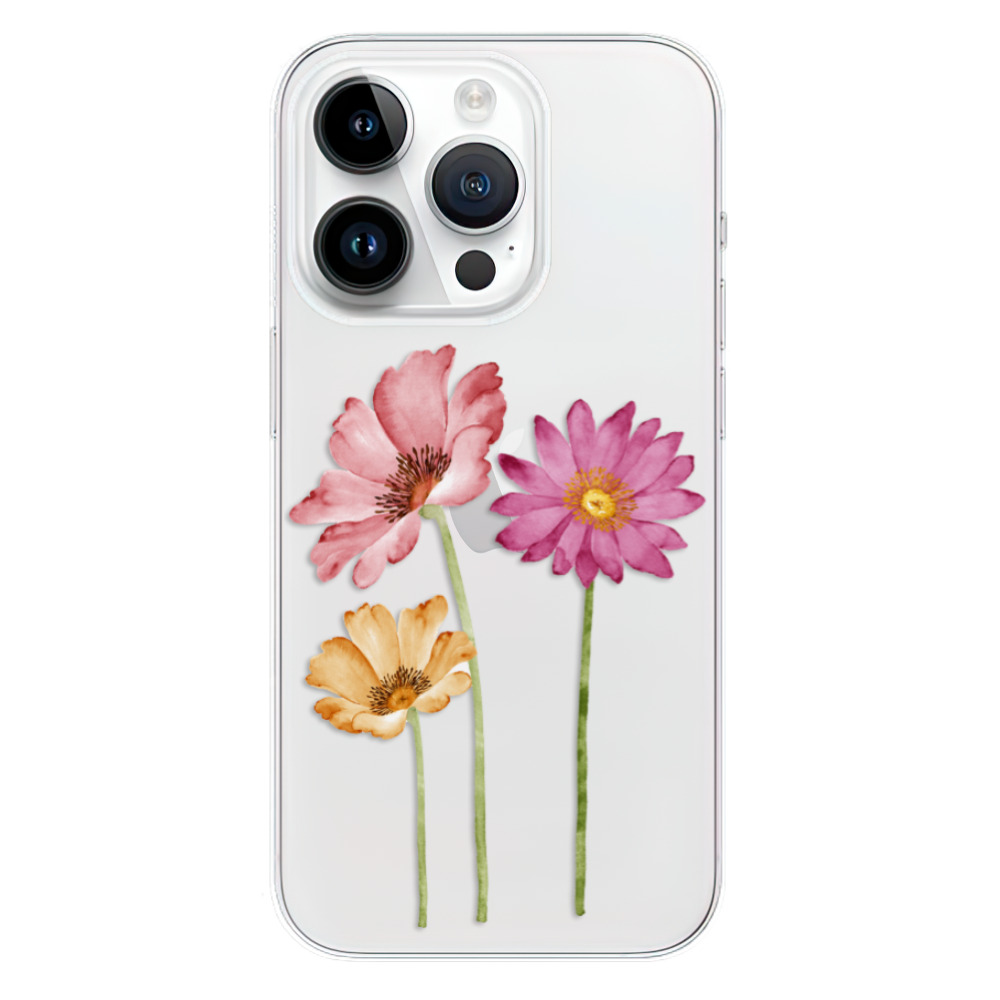 Silikonové odolné pouzdro iSaprio Three Flowers na mobil Apple iPhone 15 Pro (Odolný silikonový kryt, obal, pouzdro iSaprio Three Flowers na mobilní telefon Apple iPhone 15 Pro)