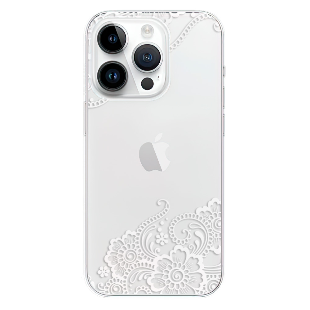 Silikonové odolné pouzdro iSaprio White Lace 02 na mobil Apple iPhone 15 Pro (Odolný silikonový kryt, obal, pouzdro iSaprio White Lace 02 na mobilní telefon Apple iPhone 15 Pro)