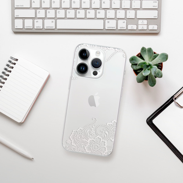 Silikonové pouzdro iSaprio - Apple iPhone 15 Pro - White Lace 02