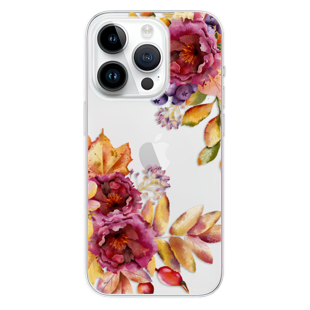 Silikonové odolné pouzdro iSaprio Fall Flowers na mobil Apple iPhone 15 Pro (Odolný silikonový kryt, obal, pouzdro iSaprio Fall Flowers na mobilní telefon Apple iPhone 15 Pro)