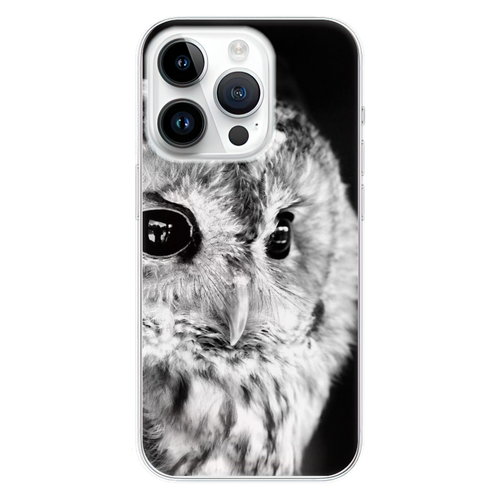 Silikonové odolné pouzdro iSaprio BW Owl na mobil Apple iPhone 15 Pro (Odolný silikonový kryt, obal, pouzdro iSaprio BW Owl na mobilní telefon Apple iPhone 15 Pro)