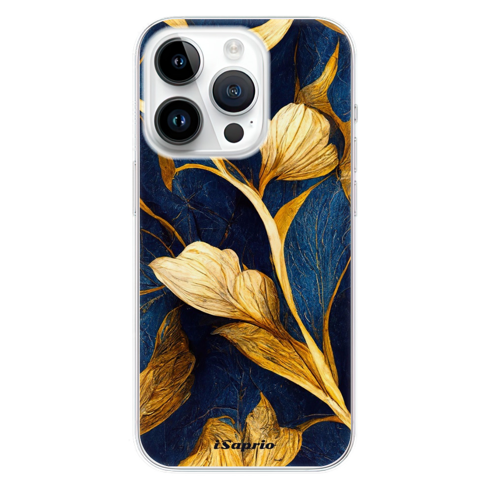 Odolné silikonové pouzdro iSaprio - Gold Leaves - iPhone 15 Pro